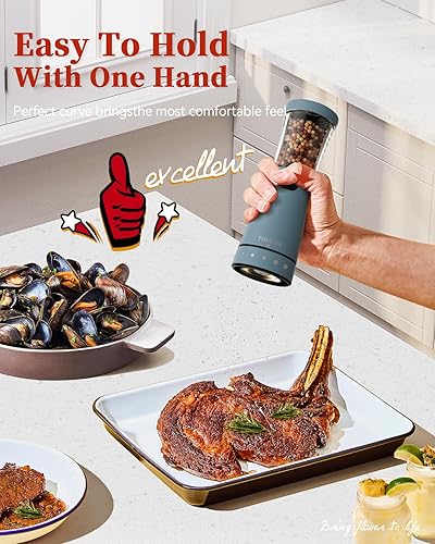 Miniatura 93 de Juego de molinillo eléctrico de sal y pimienta con base de almacenamiento, juego de molinillo de sal y pimienta recargable de acero inoxidable