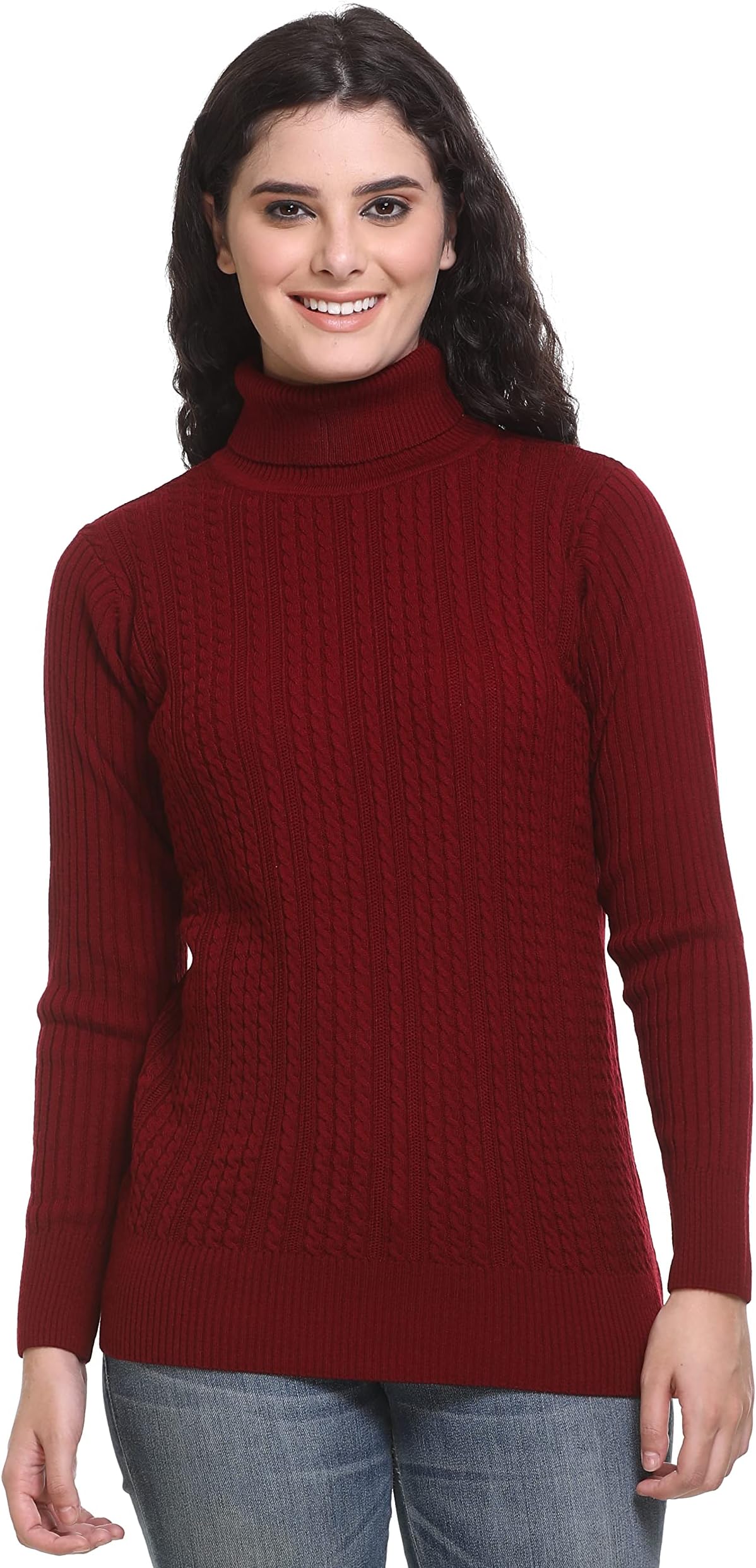 GODFREYWomen's High Neck Knitted Woolen Sweater
