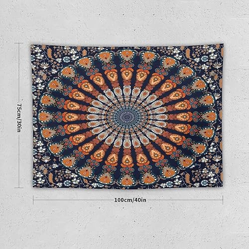 Miniatura 2 de ZhiRain Tapiz bohemio hippie indio para colgar en la pared, hermoso mandala de pavo real, multicolor, decoración del hogar para sala de estar,
