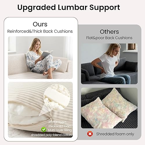 Miniatura 3 de Camillas deshuesadas de 105.5 pulgadas para sala de estar, sofá modular en forma de L, sofá cama de gran tamaño con asiento profundo, no requiere