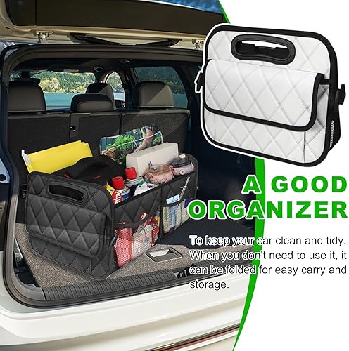 Miniatura 4 de Organizador de maletero de automóvil, bolsa de almacenamiento de maletero con múltiples compartimentos con bolsillos, organizador plegable y