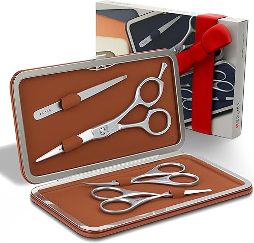 Suvorna Juego de tijeras de barba y bigote de alta calidad con tijeras para barba para hombres, tijeras de aseo para hombres, tijeras de pelo