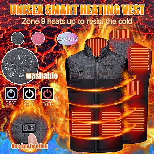 Miniatura 5 de Heated Vest For Men Women Winter Warm Zip Up Electric Smart Heating Vest Lightweight Unisex Heated Coat (NO Battery)