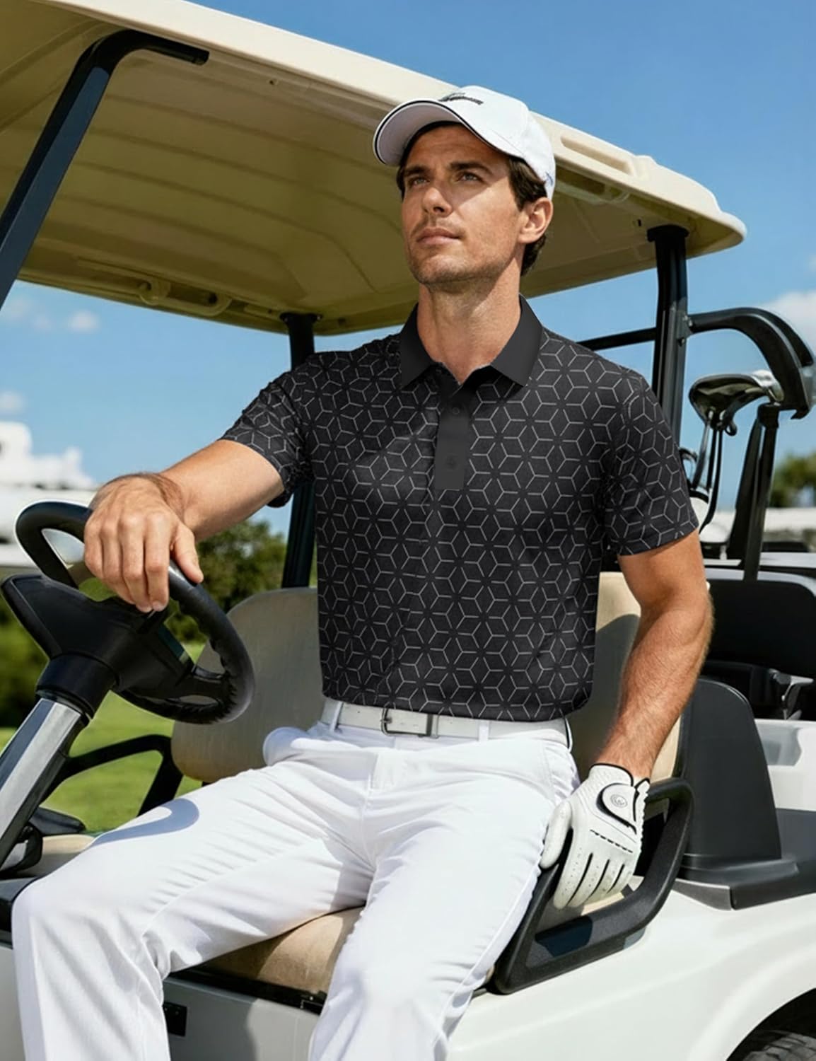MAGCOMSEN Mens Golf Shirt Short Sleeve Dry Fit Moisture Wicking Golf Polos Casual Performance Print Collared Shirt Men - Image 4
