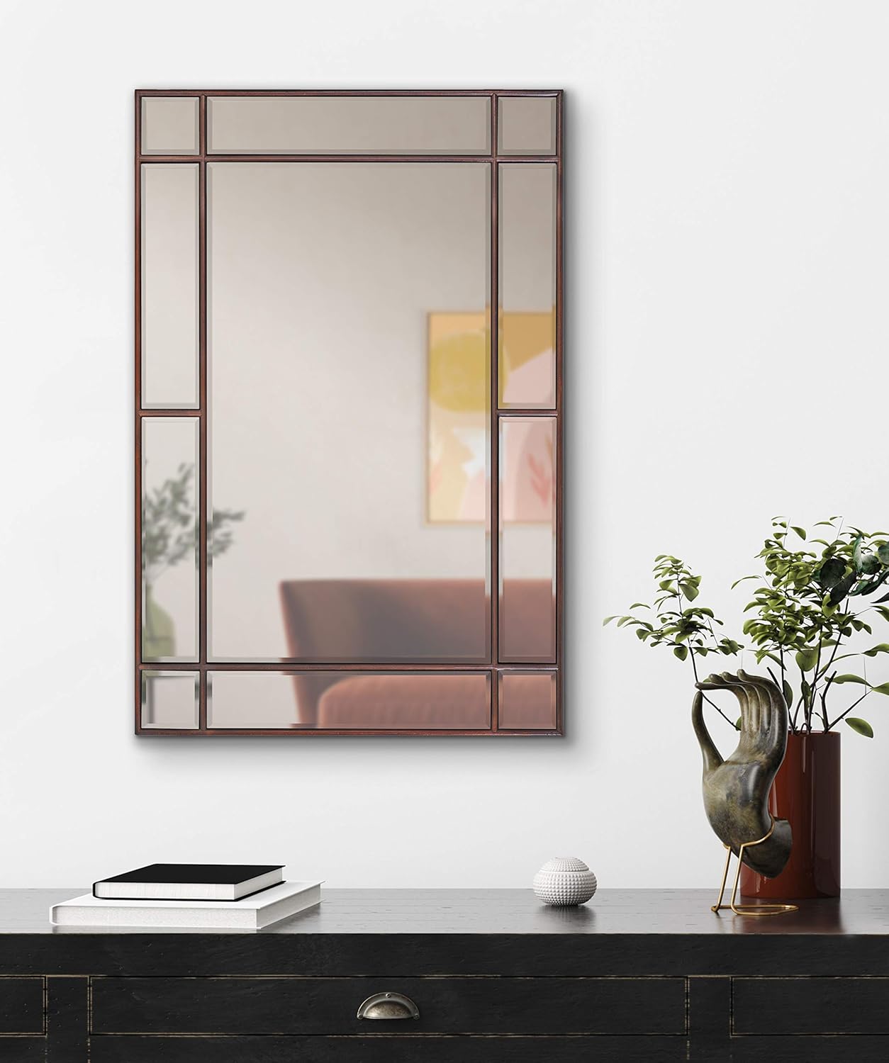 Kate and Laurel Westgate Transitional Wall Mirror, 20 x 30, Bronze, Sophisticated Rectangle Mirror for Wall Decor