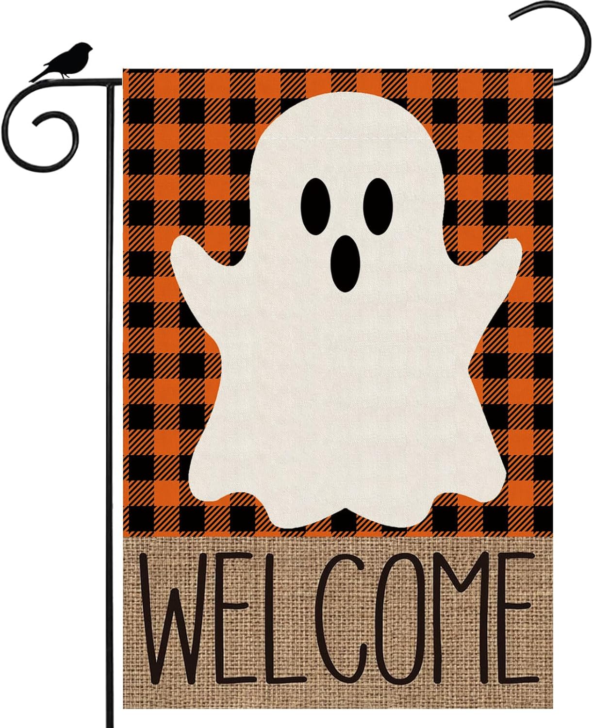 Welcome Ghost Spooky Garden Flag Yard Flag 12x18 Inch Double Sided Small Mini Yard Outdoor Outside Holiday Decoration