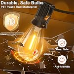 Outdoor String Lights, 55FT S11 Outdoor Lights with 15 Dimmable Plastic Bulbs 1 Spare, 120V 2700K Warm White Waterproof Connectable Patio Lights for Backyard Porch Balcony Party Decor, E12 Socket