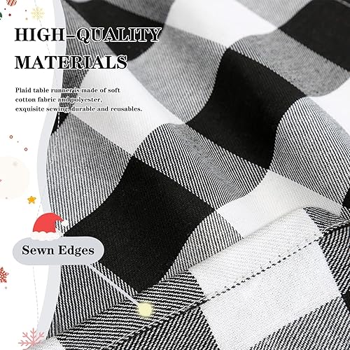Miniatura 2 de MoKoHouse Mantel rectangular de cuadros de búfalo de 56 x 120 pulgadas, color blanco y negro para decoración de fiesta de Acción de Gracias