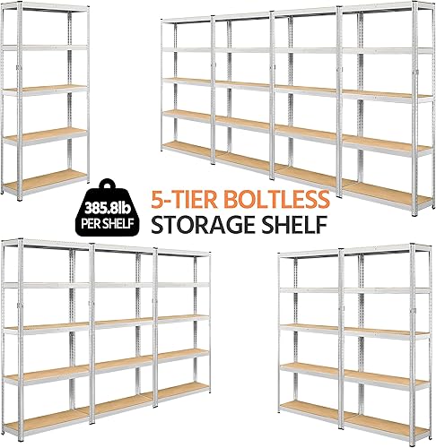 Miniatura 8 de Topeakmart Estantes de 5 niveles estantes de almacenamiento de metal estantes de almacenamiento de garaje estantes de almacenamiento ajustables para