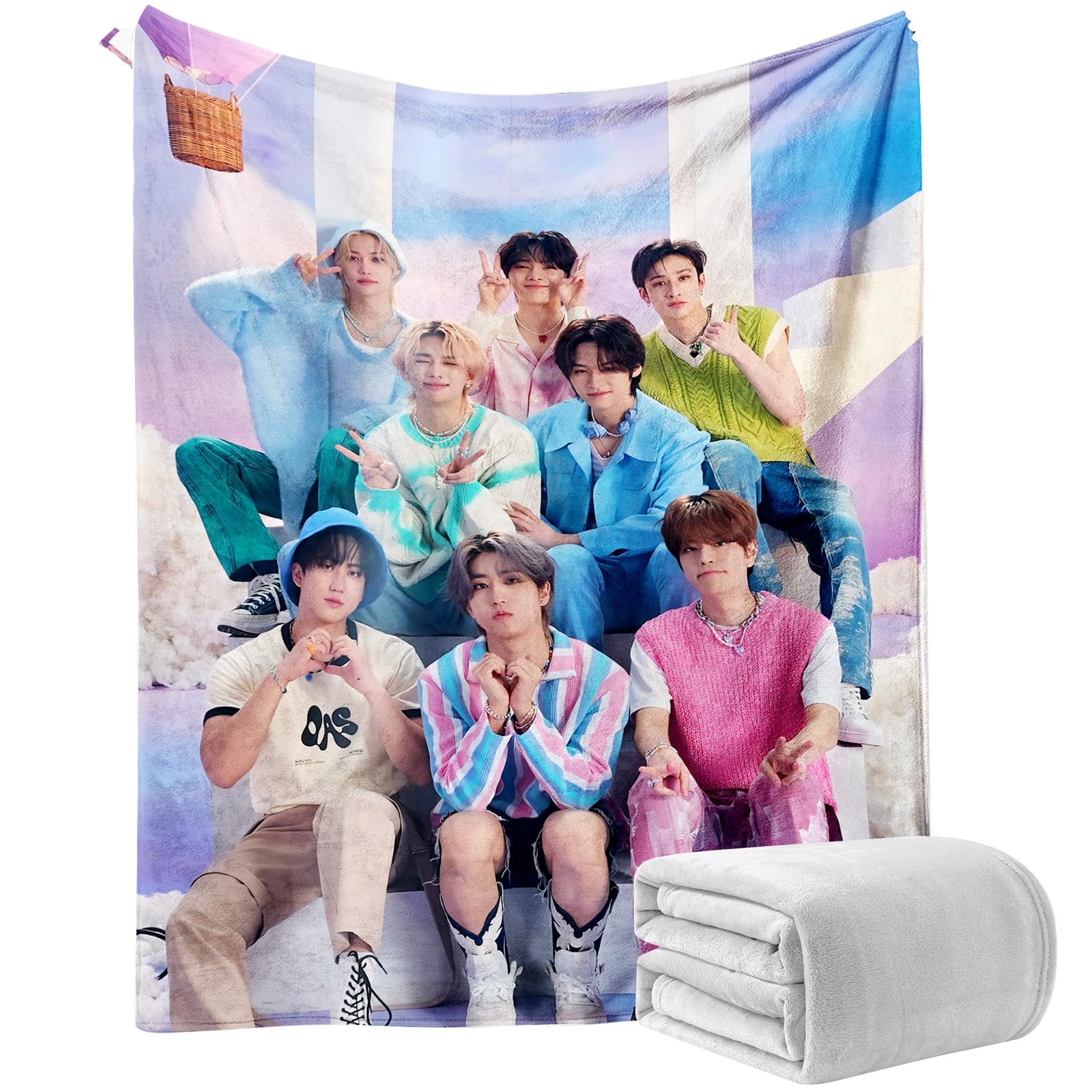 Couverture Kpop résolvant le froid sur le canapé plaid flanelle douce 51x59 cm