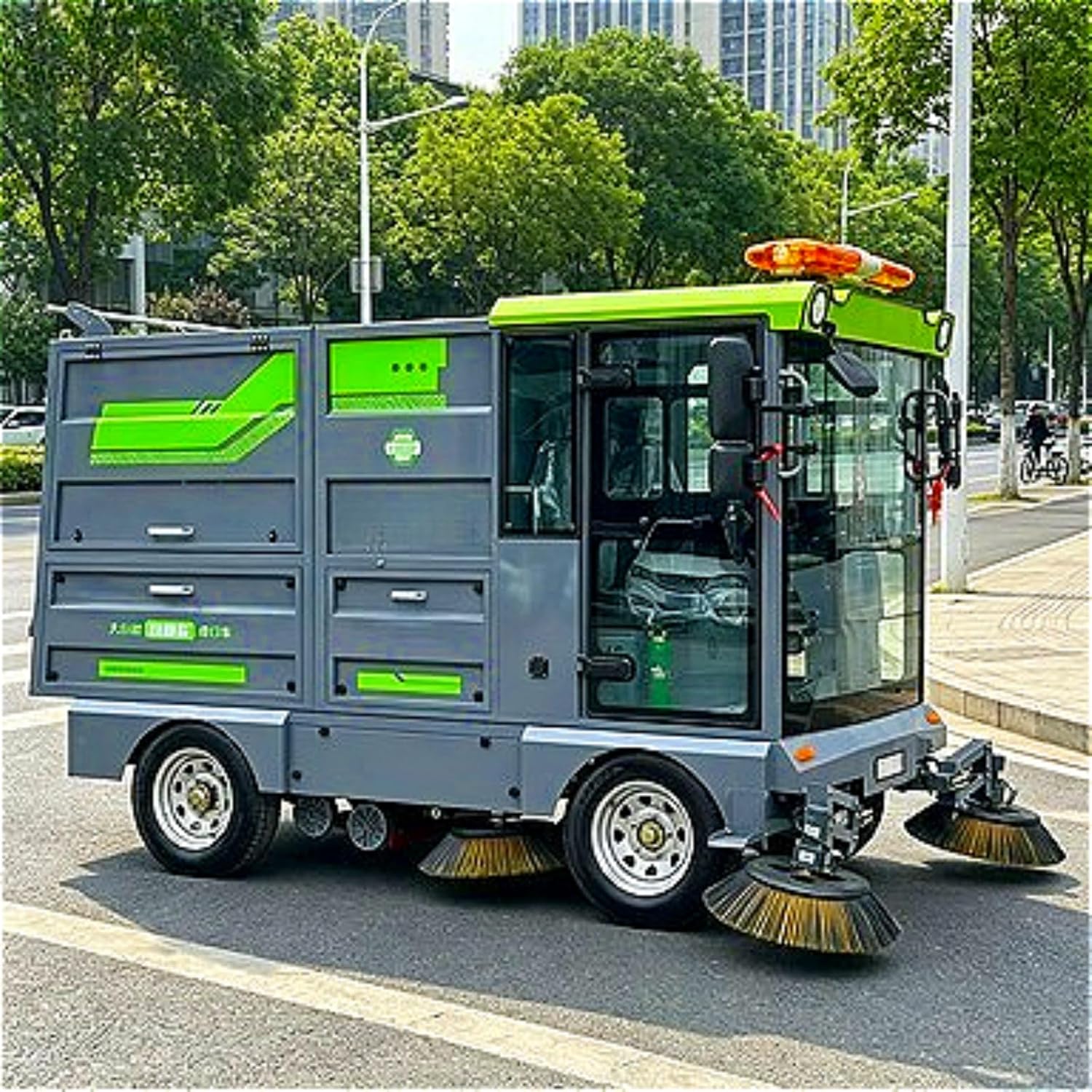 Electric Ride-On Street Floor Sweeper, 2450mm Wide Industrial Cleaning Machine with 800L Hopper, Heavy Duty Sweeper for Municipal Routes & Industrial Sites