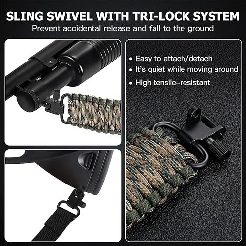 Miniatura 9 de DDOUT Eslinga de dos puntos con giros, correa de paracaídas de longitud ajustable para caza al aire libre