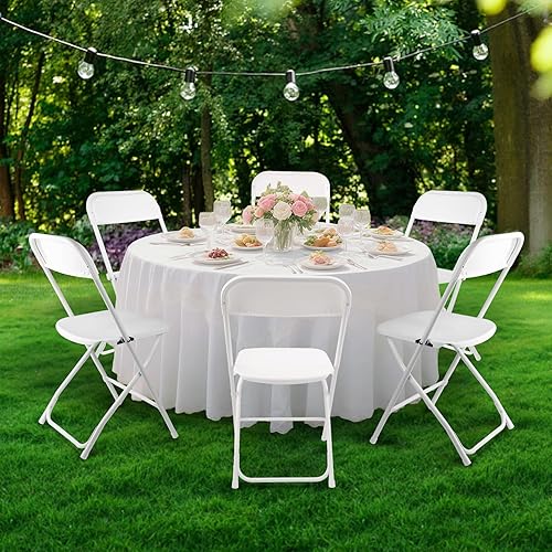 Miniatura 2 de Paquete de 4 sillas plegables blancas, silla plegable comercial apilable portátil, silla plegable de plástico para interiores y exteriores, para