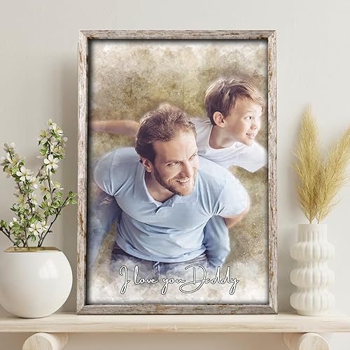 Miniatura 3 de Retrato de acuarela personalizado de foto para nuevo hogar, arte de pared de casa, impresiones en lienzo con tus fotos, arte de pared enmarcado,