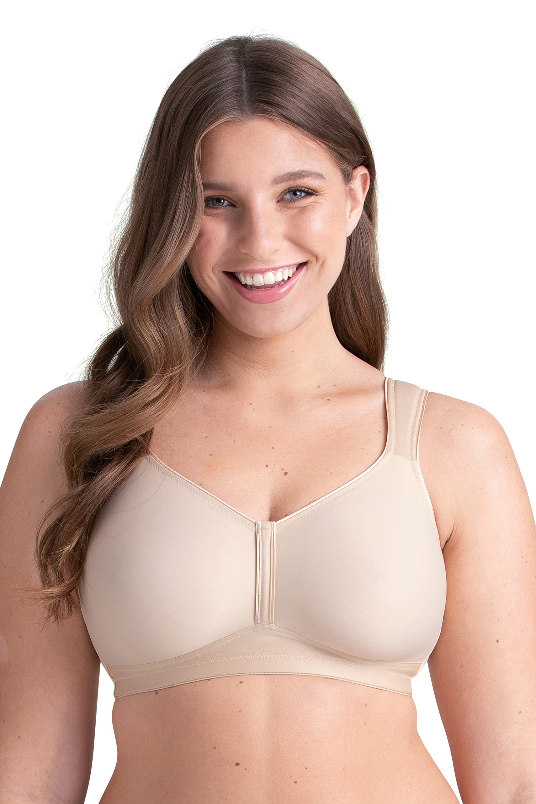 Miss Mary Of Sweden Women's Beige Feel Fresh Non-Wired T-Shirt Bra – Unpadded Moulded Full Cups, Breathable & Moisture-Wicking 34B