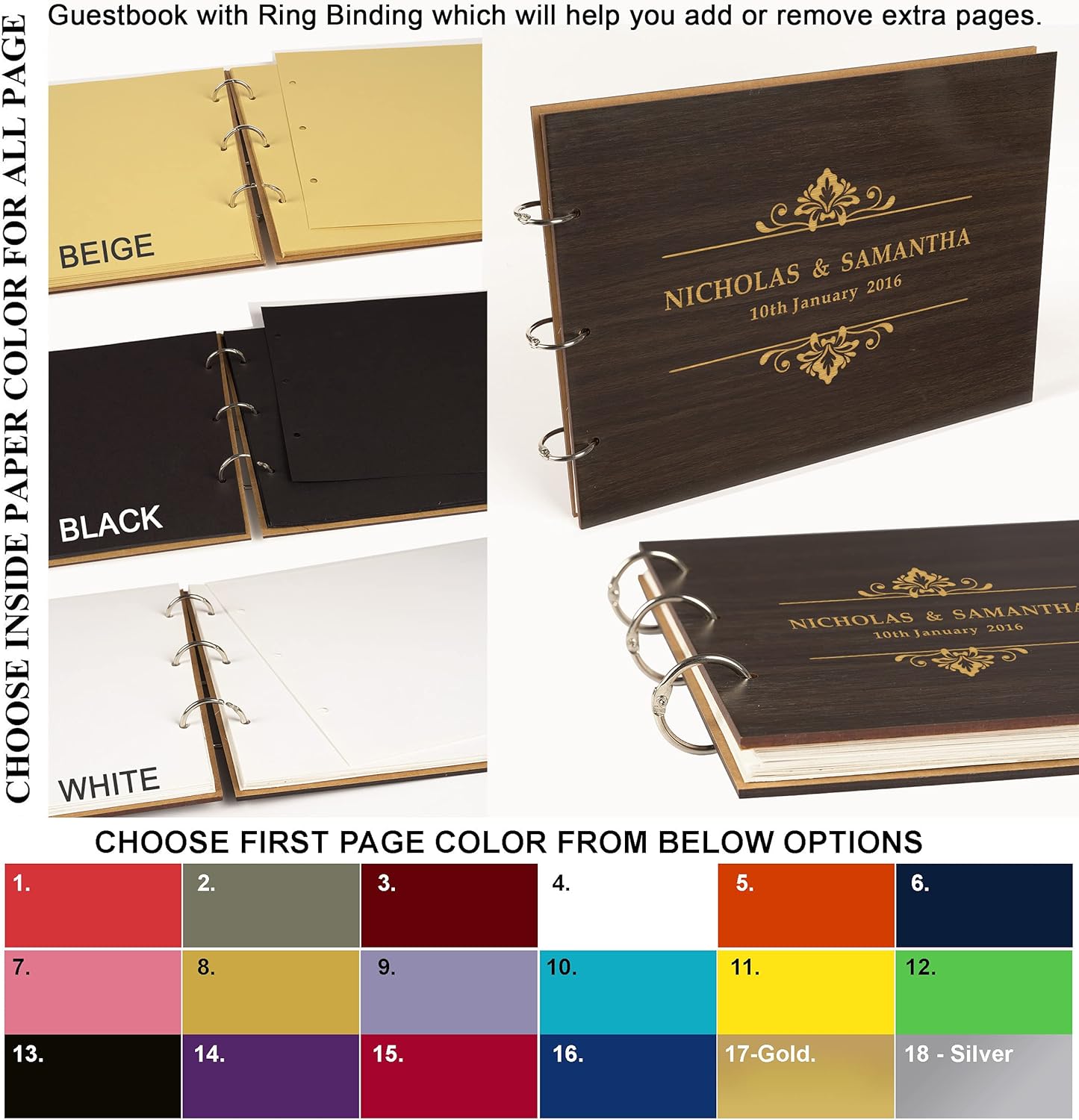 Darling Souvenir Personalized Engraved Laser Cut Wedding Guest Book Wooden Cover Sign-in Book Registry Guestbook Scrapbook-44