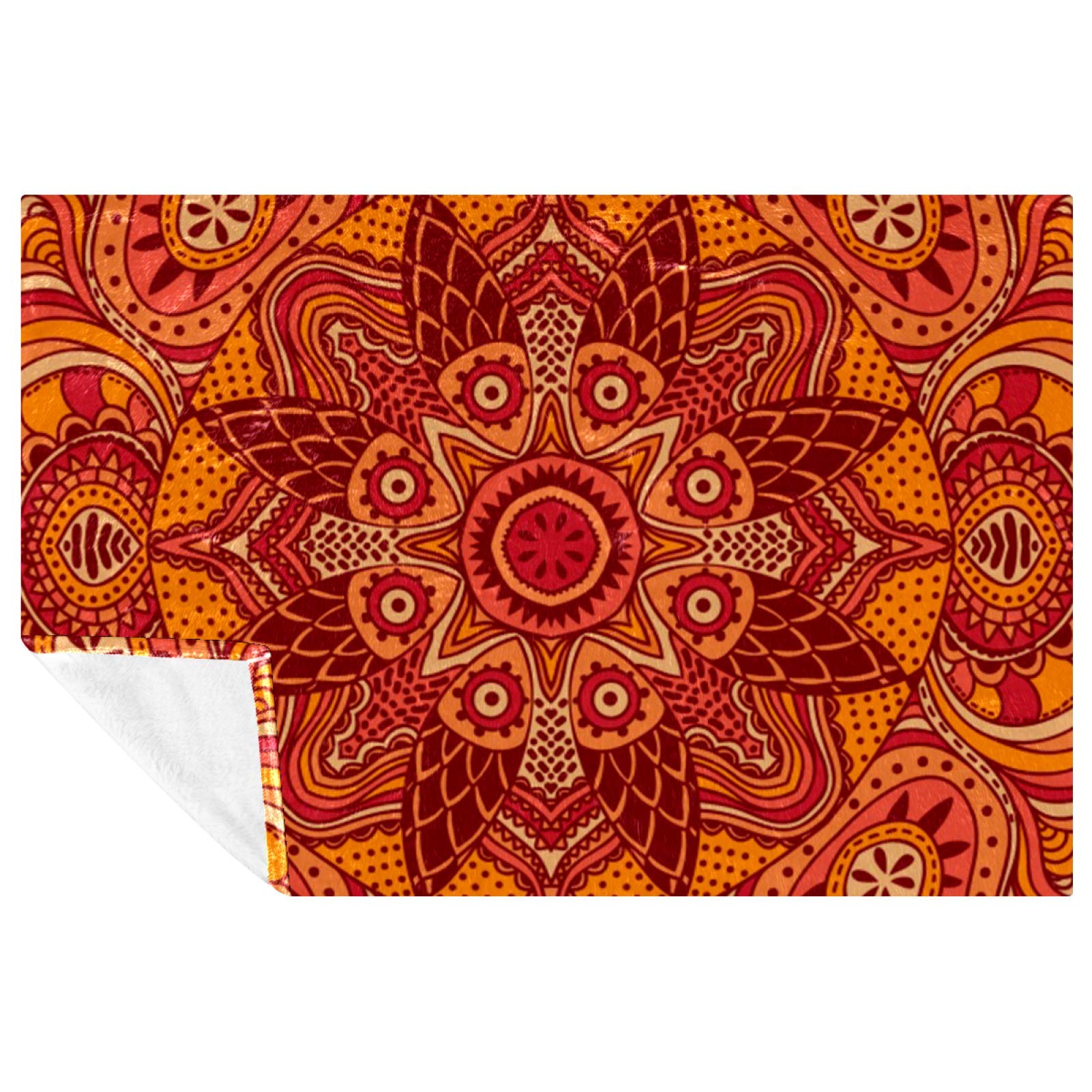 Couverture lit et canapé mandala rouge vif plaid 150x100 cm