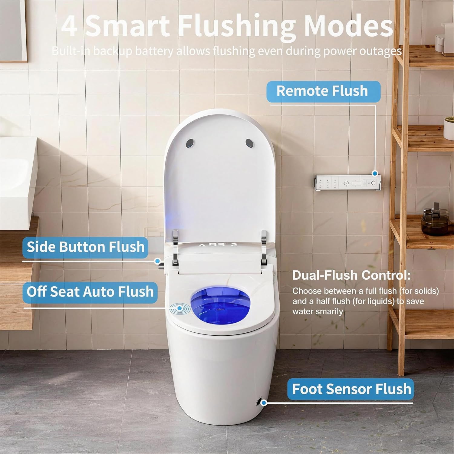 Smart Toilet with Bidet Built in, Auto Soft Open/Close, Booster Pump Tank, 1000g MaP Auto Dual Flush, Foam Shield, UV-C Light, Heated Seat, Instant Warm Water, Deodorization, ADA Height for Bathrooms