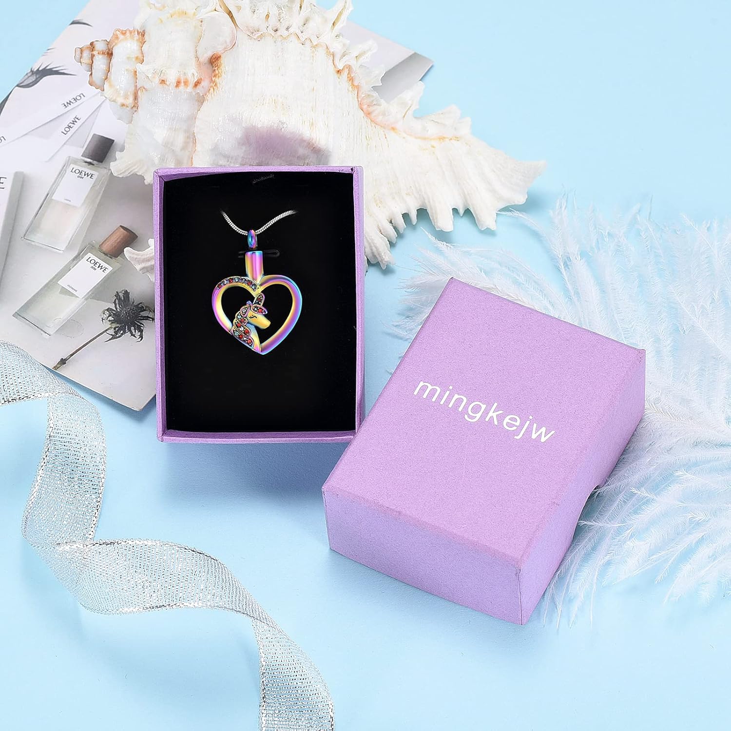Unicorn Heart Urn Necklace for Ashes Cremation Jewelry for Women Men Stainless Steel Memorial Necklaces Ash Holder for Human Pets Keepsake Jewelry for Loved Ones with Fill Tool - Image 7