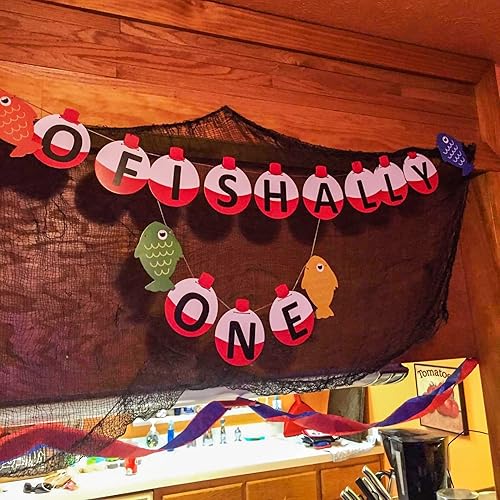 Miniatura 2 de JeVenis Ofishally One Banner Gone Fishing - Decoración de fiesta de The Big One Cake Topper The Big One para decoración de fiesta temática de pesca,