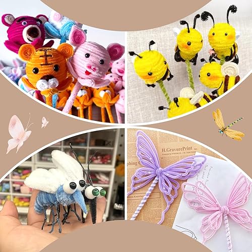 Vista 135 de Zlulary Juego de 100 limpiapipas de chenilla, de color sólido, para limpiar tuberías, manualidades, manualidades, decoración, tallos de felpilla