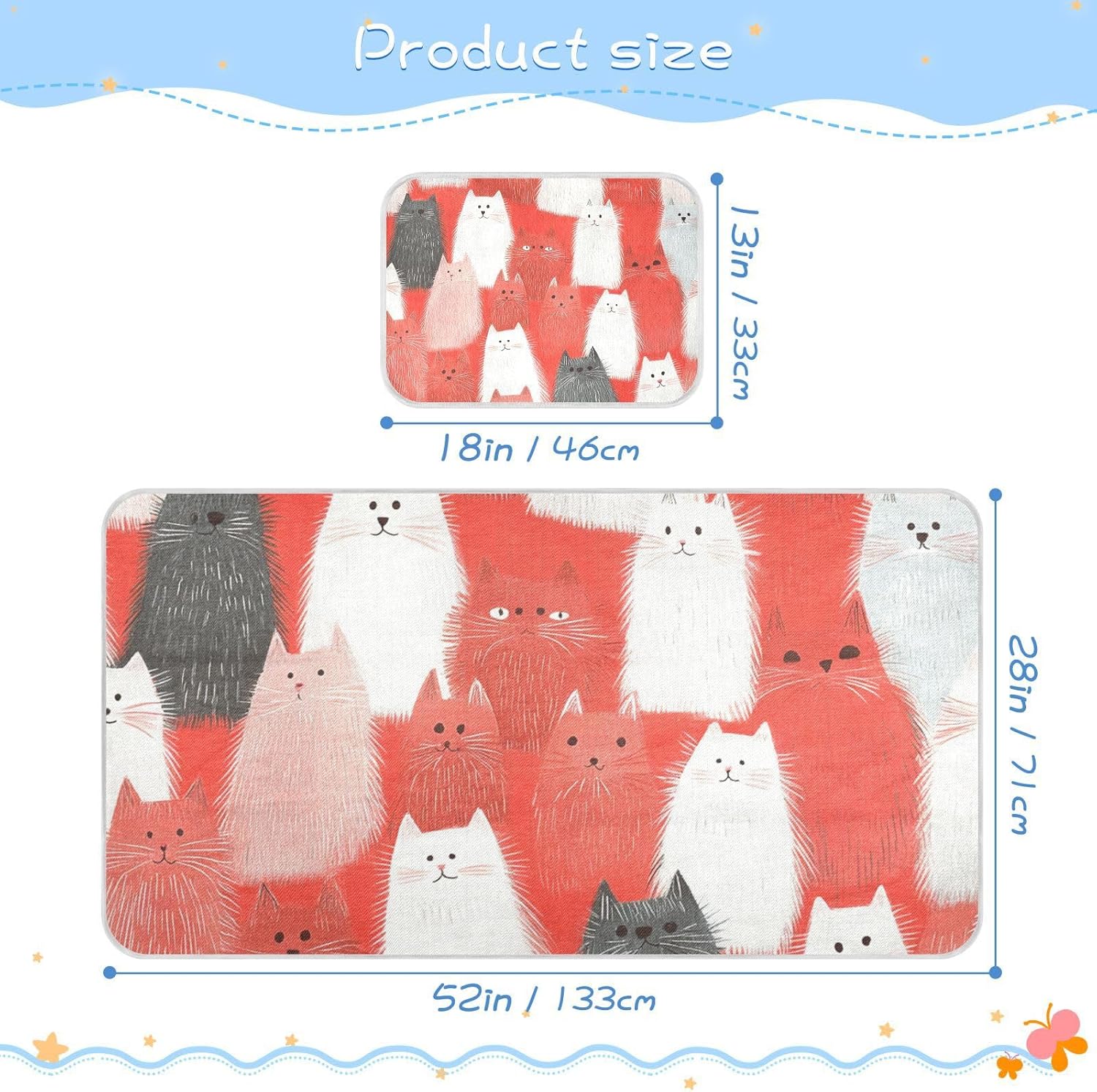 Funny Himalayancats Red Cooling Baby Crib Mattress pad 28" x 52" Washable Mattress Protector Pads for Baby&Toddler
