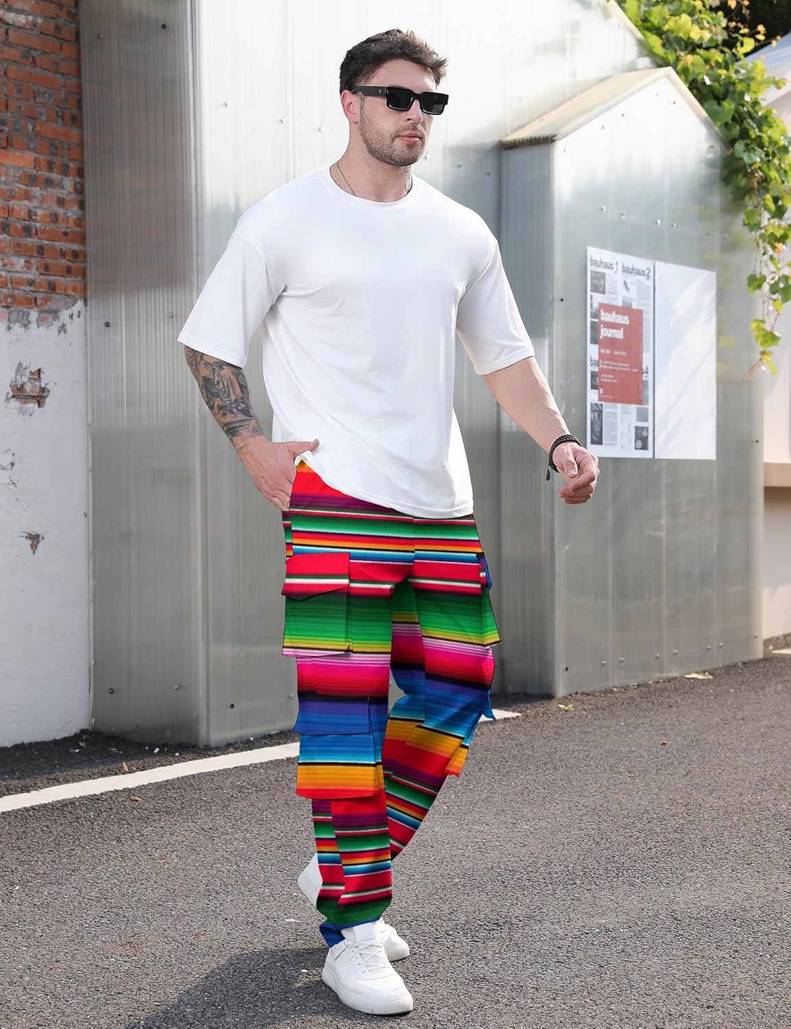 Men's Casual Pants Hiking Pants Cargo Pants Elastic Waist Joggers Outdoor Pants with 6 Pockets