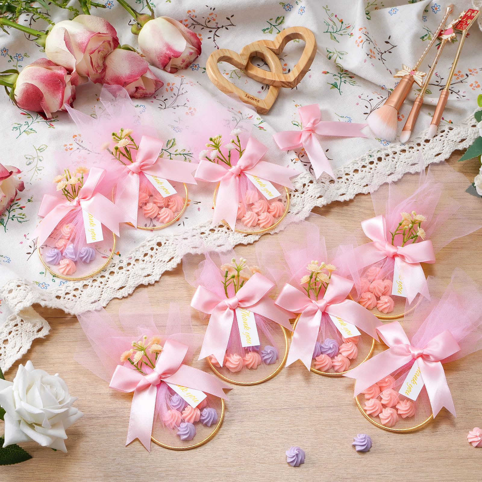 CPEGHDVM 50 Stück 15 x 6,9 cm Hochzeitsgeschenktüten DIY Hochzeit Süßigkeiten Gastgeschenke Beutel Hochzeitsgeschenke für Gäste für Hochzeit Brautparty Babyparty Geburtstag Party Dekoration (Rosa)
