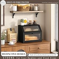 Vista 2 de Caja de Pan para Encimera de Cocina Cubo de Doble Capa Caja de Almacenamiento de Pan de Capacidad Extra Grande Estilo Granja con Ventanas