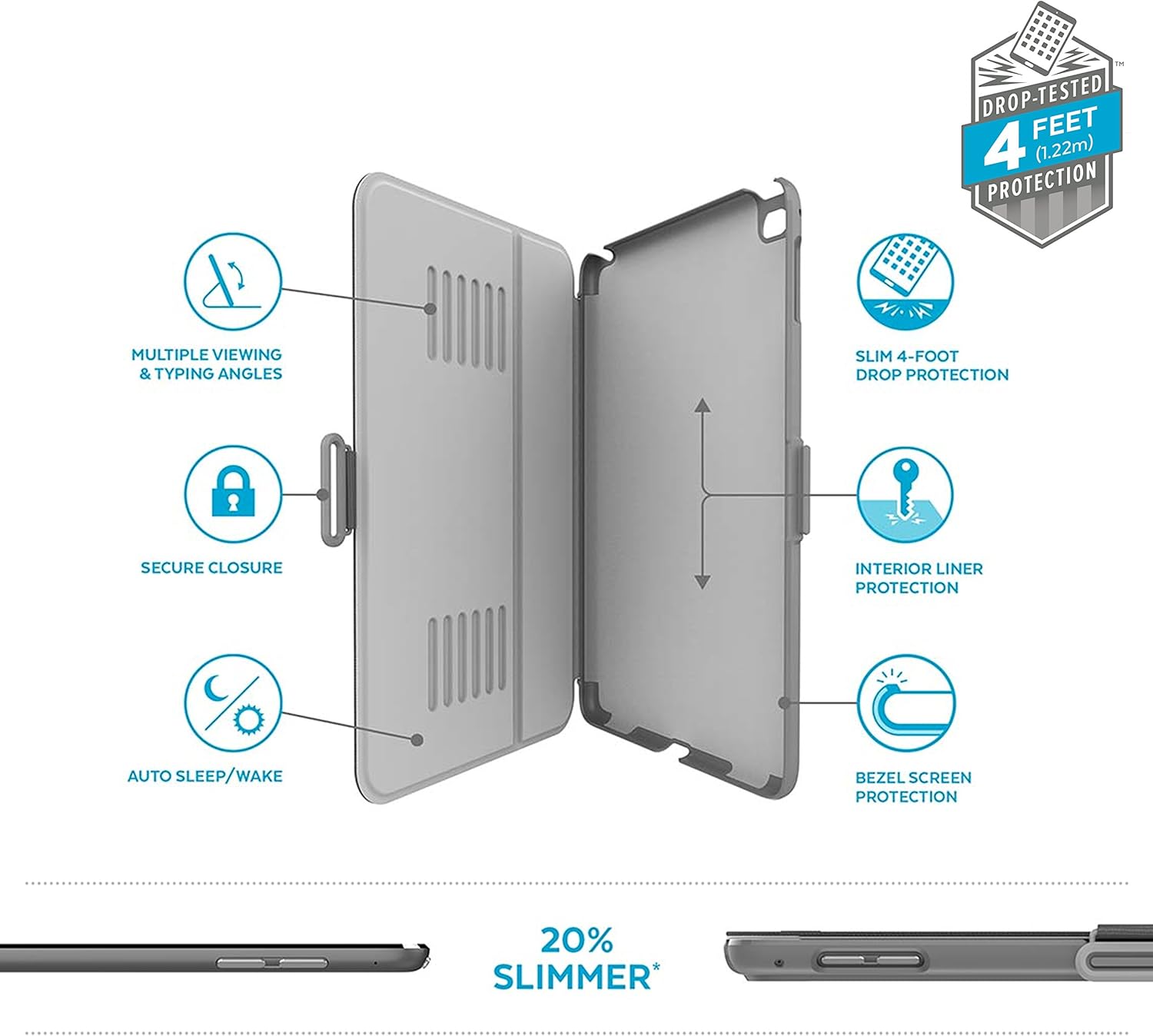 Speck Products 91905-5999 Balance FOLIO Case and Stand for 10.5" iPad Pro (2017) with Magnets, Stormy Grey/Charcoal Grey