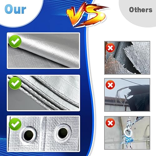 Miniatura 4 de Lonas resistentes al agua de 6 x 8 pulgadas, 14 mil de grosor, alta durabilidad, con ojales de metal cada 20 pulgadas (platanegro)