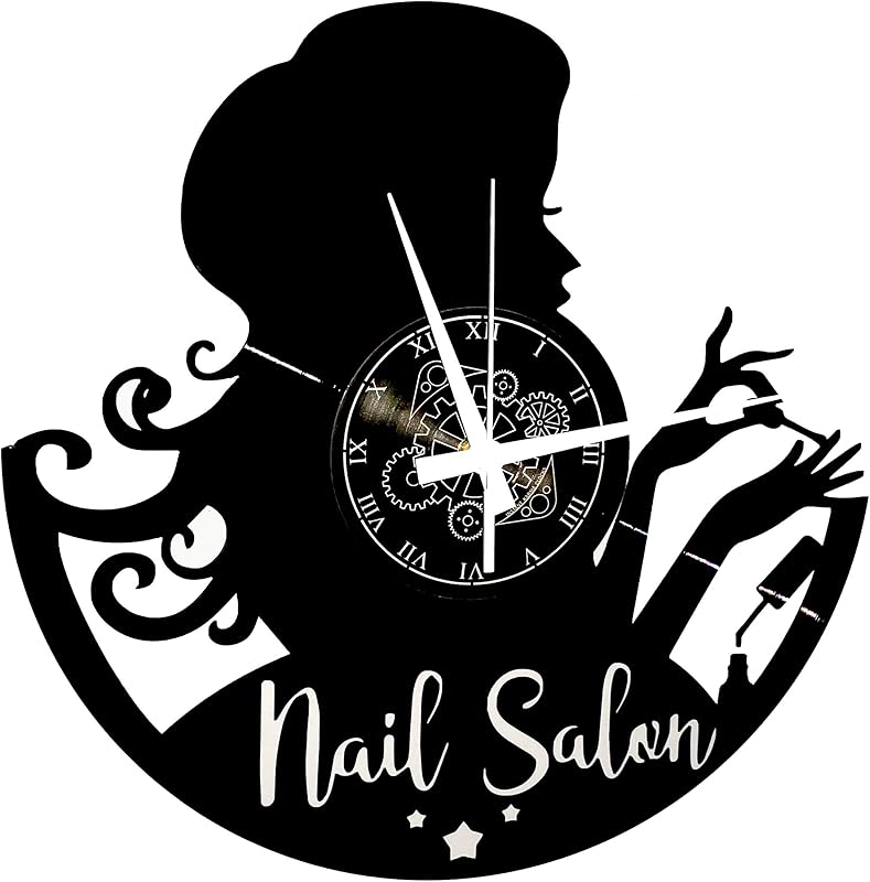 Horloge Murale Thème Nail Salon pour Institut Beauté Ongles | Mouvement Silencieux Quartz | Idée Cadeau Esthéticienne Déco Élégante