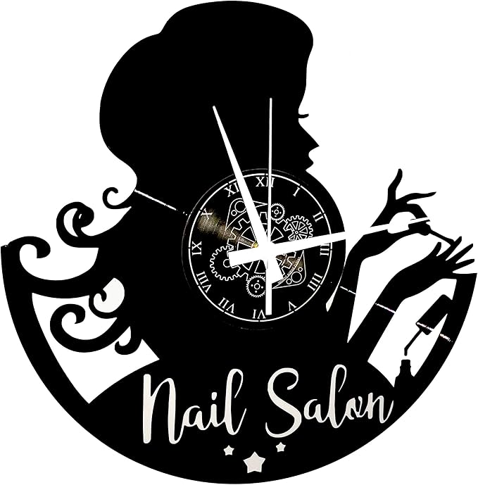 Horloge Murale Thème Nail Salon pour Institut Beauté Ongles | Mouvement Silencieux Quartz | Idée Cadeau Esthéticienne Déco Élégante