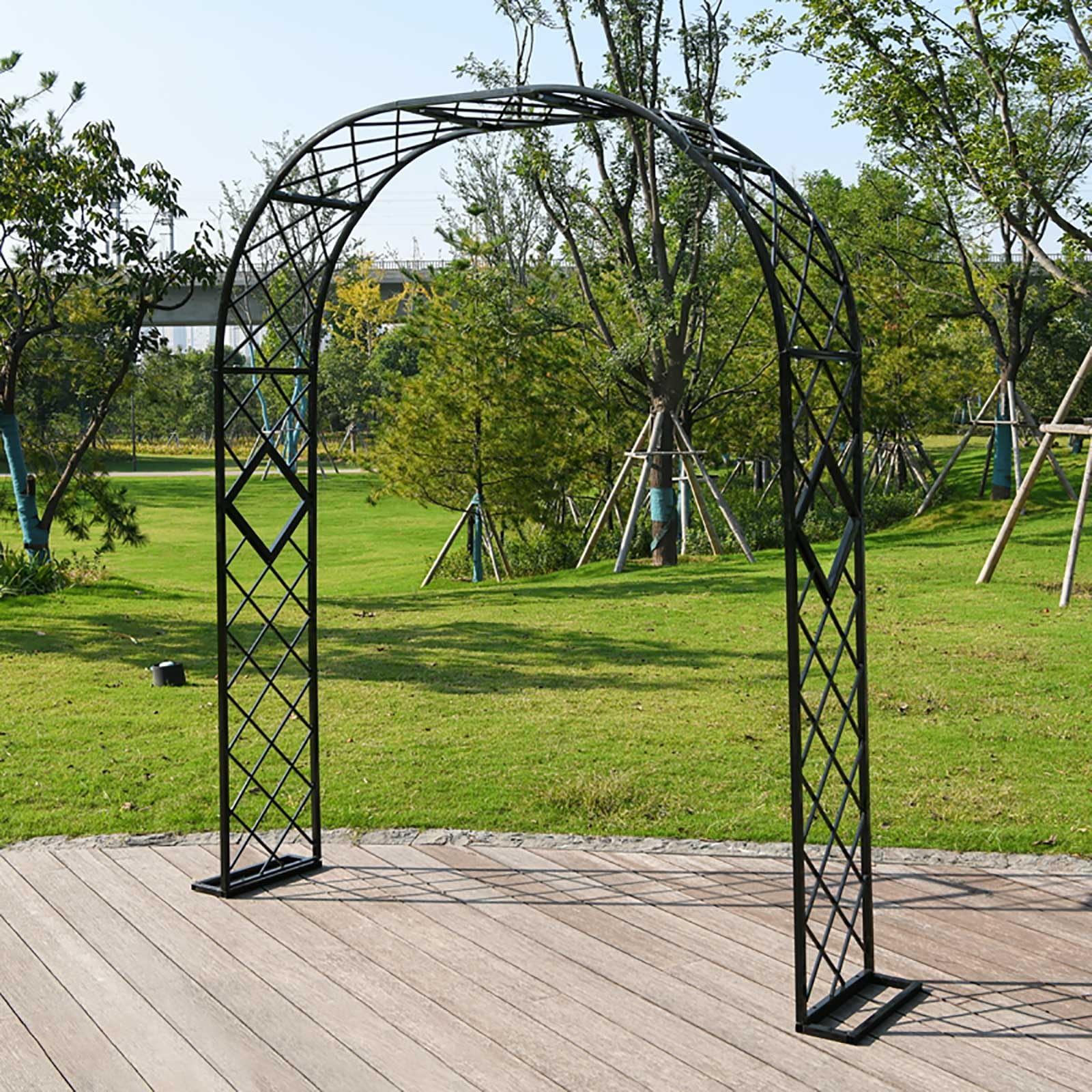 230 cm metalowy łuk ogrodowy, solidna stalowa altana do roślin pnących, pergola na zewnątrz, dekoracje ślubne, czarna kratka ogrodowa (szer. 180 x wys. 230 cm)