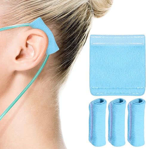 Paquete de 4 almohadillas de cánula nasal para los oídos, cubiertas de oxígeno nasal, tubos de oxígeno, protectores de oídos, almohadillas suaves