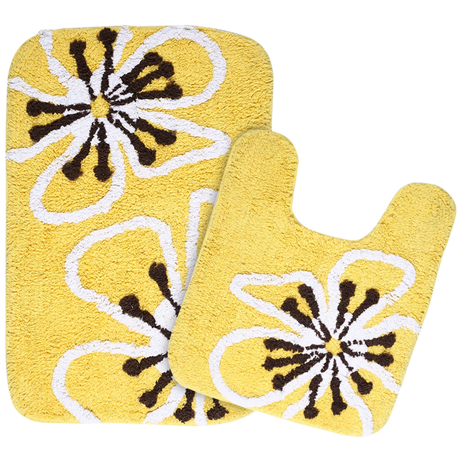 Saral Home Cotton Bathmat with Contour mat(Yellow, 40X60 CM) (B00WYTNXCC) Amazon Price History, Amazon Price Tracker
