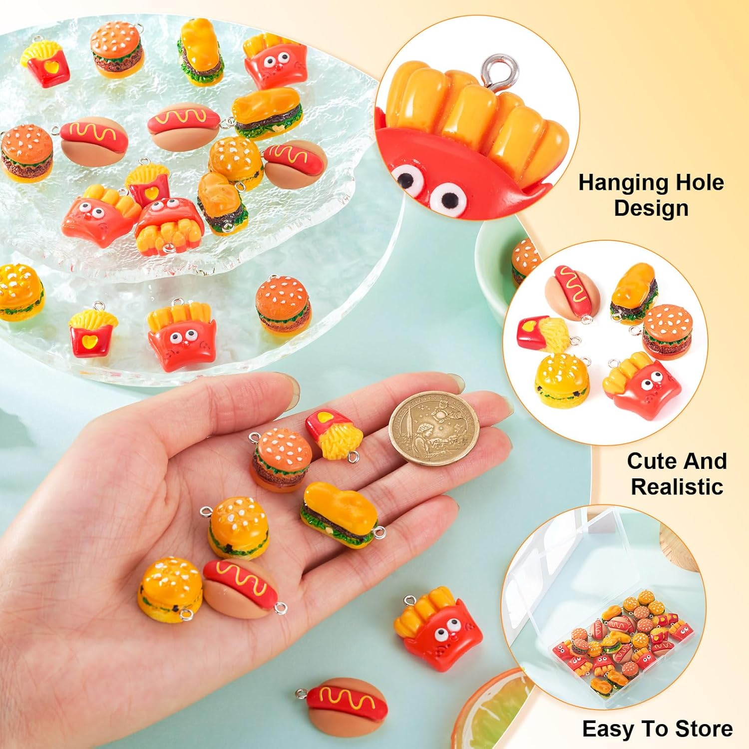 Resin Food Charms Cake Candy Sweet Dessert Fast Food Pendants Cute Imitation Food Charms for DIY Crafts Keychain Necklace Hang Ornament Jewelry Making - Image 3
