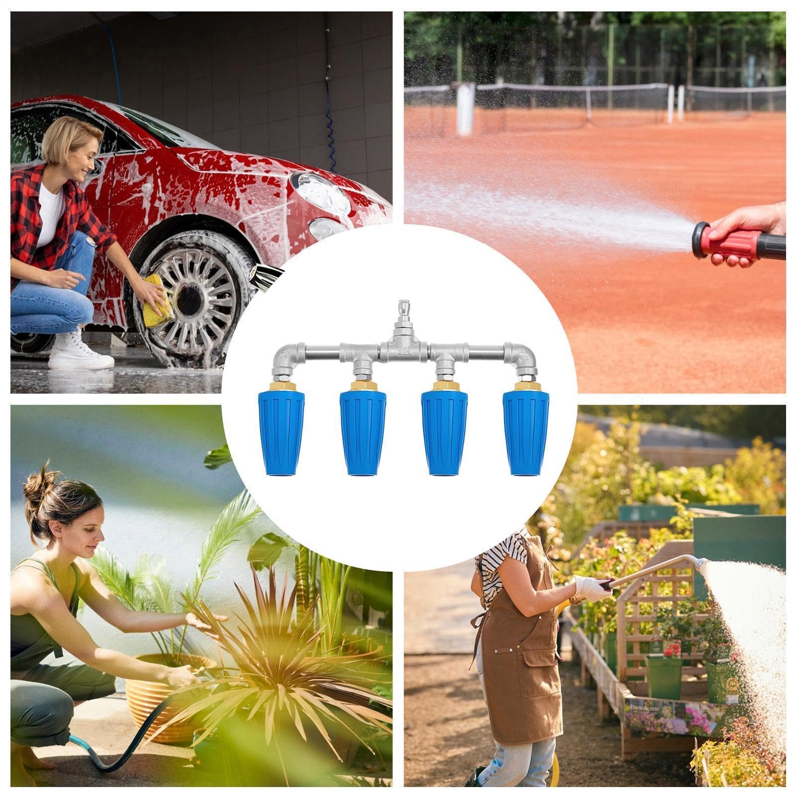 Boquilla Giratoria para Hidrolimpiadora ergonómica en Acero Inoxidable | Boquilla Manual para Manguera de Alta Presión Para LavadoCoches, Riego, Jardinería, Limpieza Patios,
