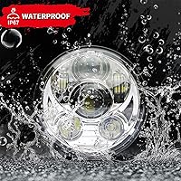 Vista 3 de Faro LED proyección Wisamic 5 – 3/4 pulgadas 5.75 pulgadas Daymaker para motocicletas Harley-Davidson 9 piezas foco, Plateado