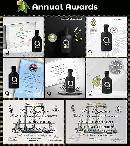 Miniatura 5 de ATSAS Aceite de oliva orgánico rico en polifenoles extra virgen, aceite de oliva fenólico extremadamente alto, mezcla de oro, edición limitada y