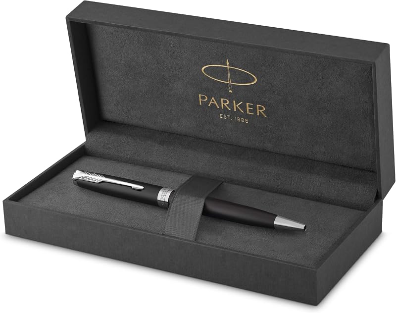 PARKER Sonnet Kugelschreiber / Matt-Schwarze Lackierung mit Palladiumzierteilen / Mittlere Spitze / schwarze Tinte / Geschenkbox