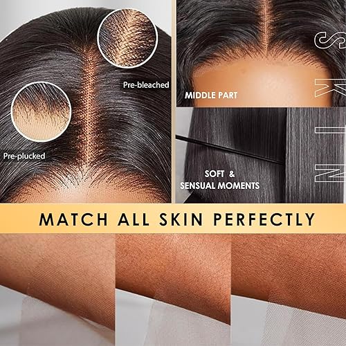 Miniatura 5 de YGQWD Peluca de cabello humano estilo Bob de 12 pulgadas, sin pegamento, predepilada, peluca de encaje precortada, pelucas cortas estilo Bob,