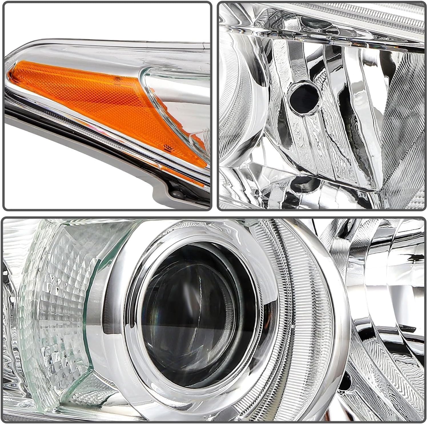 Headlight Assembly Set For 2011 2012 2013 Toyota Highlander SE Base Limited Hybrid Plus SUV Replacement Bumper Headlamps Chrome housing Clear lens Driver and Passenger side TO2503208 TO2502208 (LH&RH)