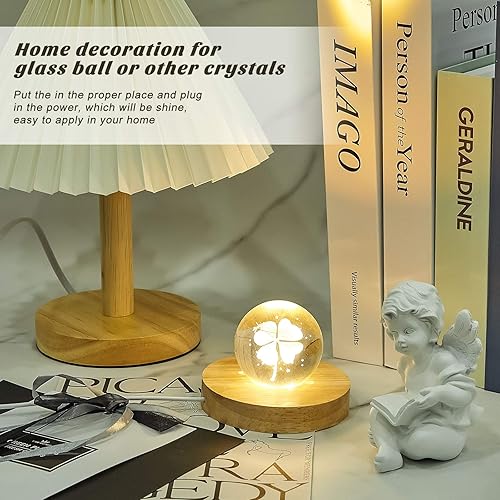 Miniatura 5 de Honoson Base iluminada de madera para pantalla LED de madera, base iluminada para arte de cristal, base iluminada para arte de vidrio, base