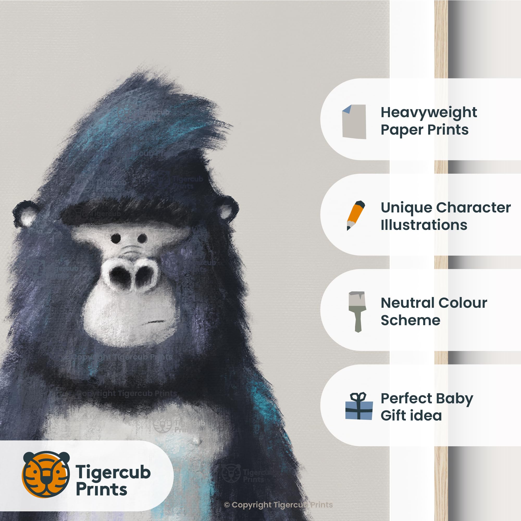 Tigercub Prints Jungle Safari Animal Nursery Prints, A4 - Set of 4 - Image 2