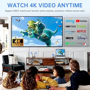 TIMBOOTECH HDMI Wireless Transmitter and Receiver 4K, Dual Screens HDMI & VGA Live Casting 5G Video/Audio for Laptop, Cable Box, Camera, Blu-ray, Phone, Netfix to Monitor, Projector, HDTV 165FT/50M
