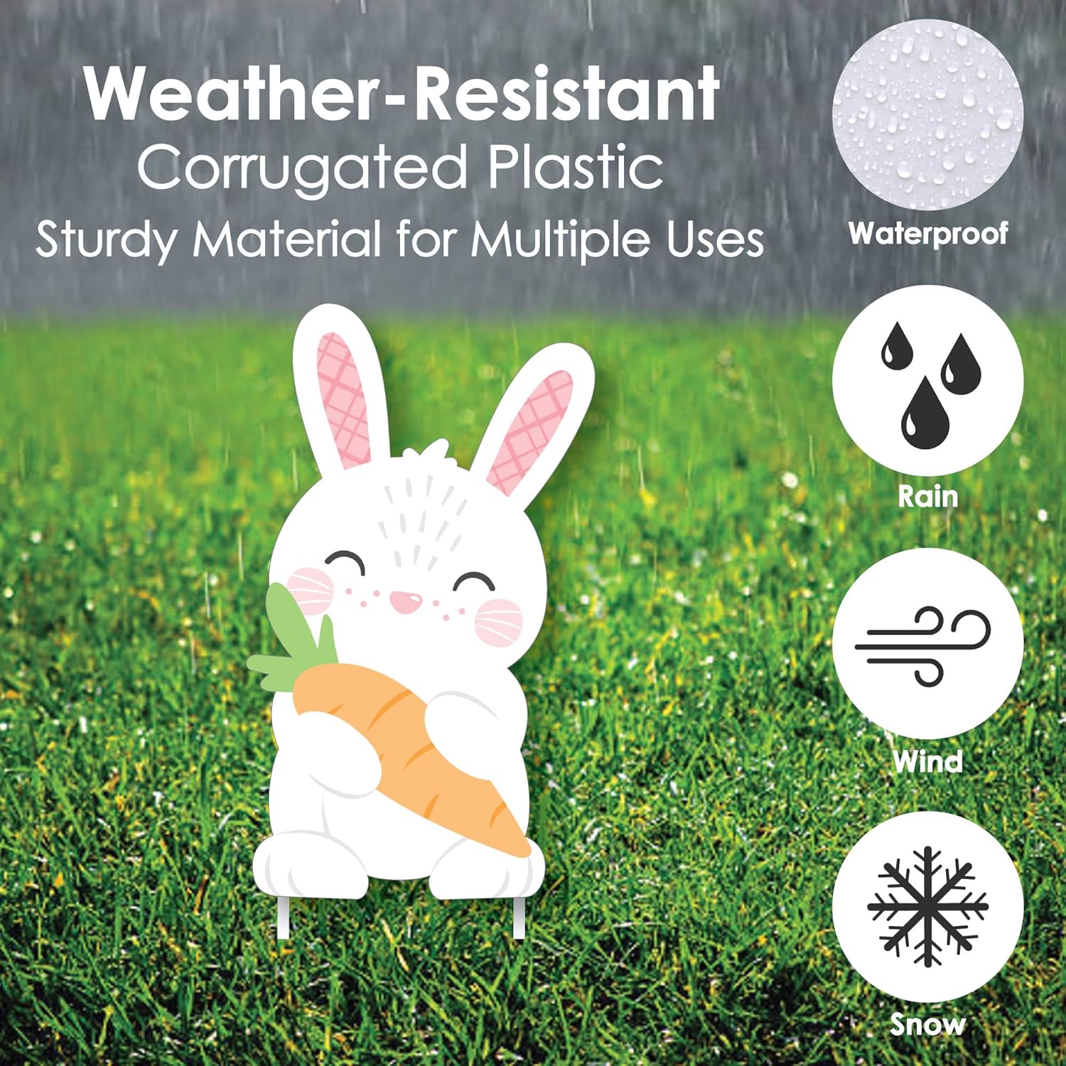 Big Dot of Happiness Spring Easter Bunny - Yard Sign and Outdoor Lawn Decorations - Happy Easter Party Yard Signs - Set of 8