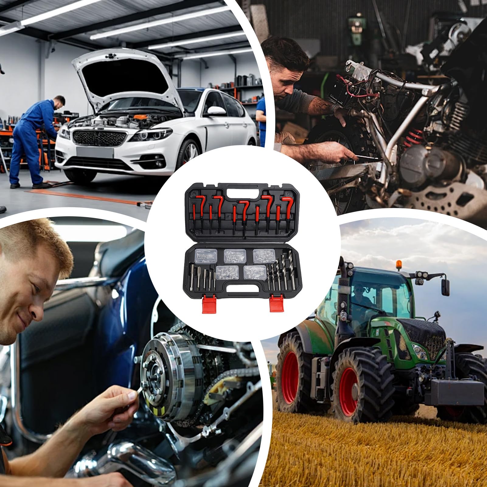 Helicoil zestaw do naprawy gwintów – wytrzymałe profesjonalne wkładki – zestaw do naprawy gwintów samochodowych do silnika | do głowicy cylindrów silnika, domu, warsztatu, maszyn przemysłowych