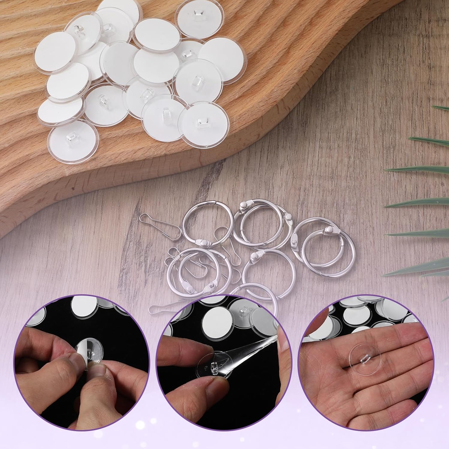 30 Sets Round Self-Adhesive Ceiling Hooks with Ring Hook, Combined Ceiling Hooks Adhesive for Valentine's Day Decoration, No-Drilling Sticky Hook Ceilings for Party, Wedding, Valentine Decor