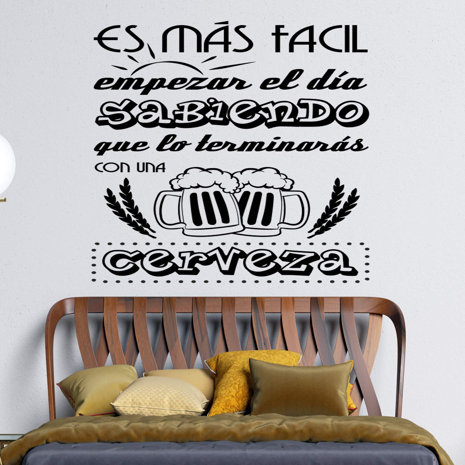 Vinilos de pared decorativo con frase decorativa cocina y restaurante "ES MÁS FÁCIL EMPEZAR EL DÍA.." Pegatinas decorativas pared. Decoración casa Docliick DC-19155